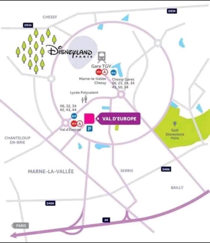 Appartement Disneyland Paris Val D'Europe La Vallee Village Parking 500M Gare Val D'Europe Montévrain Zewnętrze zdjęcie